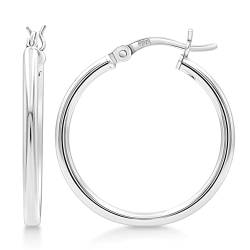 KEZEF Creolen Silber 925 | 2mm Hochglanzpolierte Ohrringe Silber 925 für Damen, Mädchen und Männer | Schmuck für Damen | Ohrringe Silber 925 Creolen | Creolen 10mm-50mm Durchmesser | Earings for Woman von KEZEF