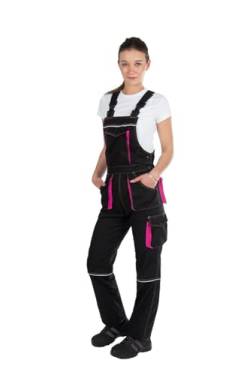 NIZO A Sicherheitslatzhose für Frauen in SCHWARZ - Latzhose Arbeitshose Damen Mädchen Schutzhose Arbeitslatzhose Kombihose (170/84-90) von KG