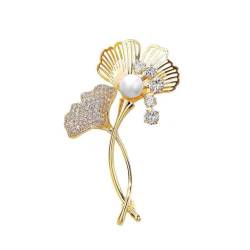 Ginkgo-Blatt-Brosche, Anstecknadel, Corsage, Bekleidungszubehör, Damen-Schalknopf für Damen, Schal-Anstecknadel, Clip, Hochzeit, Party, Kleidungszubehör von KGADRX