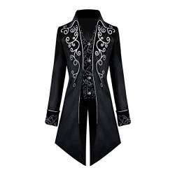 KGIHPC Herren Vintage viktorianischen Gothic Frack Viking Renaissance Mittelalter Renaissance Steampunk Jacke Halloween Kostüme (as3, age, free_size, Schwarz, 2XL) von KGIHPC