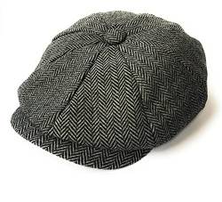 KGM Accessories Herring Bone Panel Baker Boy Newsboy Flat Cap - Herren Caps, grau, Large von KGM Accessories