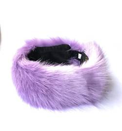 KGM Accessories Luxuriöses Designer-Stirnband aus Kunstfell (lila), 10 cm breit von KGM Accessories
