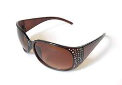 Designer-Sonnenbrille mit Schmucksteinen, luxuriöser Stil für Damen, Braun von KGM