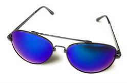 KGM Klassische Sonnenbrille im Pilotenstil, spiegelnd, reflektierend, für Herren und Damen, blau, Einheitsgröße von KGM