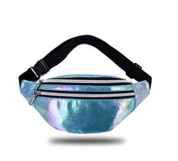 Stilvolle, weiche, glänzende holografische Gürteltasche, blau, Einheitsgröße, Hüfttasche von KGM