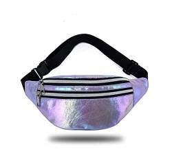 Stilvolle, weiche, glänzende holografische Gürteltasche, violett, Einheitsgröße, Hüfttasche von KGM