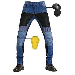 KHAMEO Motorrad-Schutzhose,Damen/Herren-Hommes Motorrad-aus Atmungsaktivem-Jeans Aus Kevlar-Gewebe,Sportliche Motorrad Hose Mit Protektoren Sturzfeste Motorradhose Geradem Bein Biker Pants (Blue,XXL) von KHAMEO