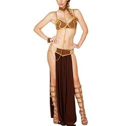 Bikini Cover Up Cosplay Für Star Wars In Halloween Karneval Party Vestidos Anime Kostüme Erwachsene Frauen Sexy Prinzessin Leia Sklaven BH + Rock Schwarz-Braun_L. von KHDFYER