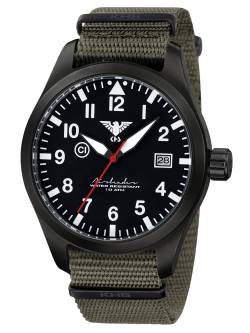 KHS AIRBS.NSGO Herren-Armbanduhr Airleader Olivgrün/Schwarz von KHS