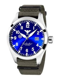 KHS Airleader Steel Automatic KHS.AIRSABLU.NSGO mit Natoband Steingrau-Oliv von KHS