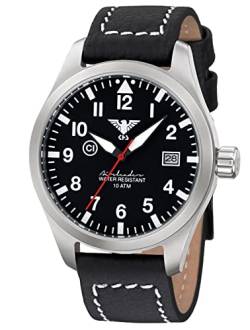 KHS Herrenuhr Airleader Steel Büffellederband Schwarz AIRS.LBB von KHS