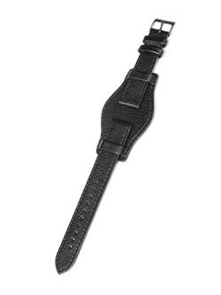 KHS Lederband G-Pad, Uhrenband Leder schwarz, Bandbreite 20mm, Länge 23cm, KHS.EBR1.20 von KHS