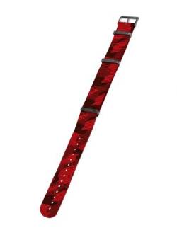 KHS Natoband Ersatzarmband Rot Camouflage, Nylon, Uhrenband, Länge 29cm, Breite 22mm, EBNRC.22 von KHS