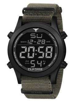 KHS PLABSD.NSGO Armbanduhr Platoon Digital Olivgrün/Schwarz von KHS