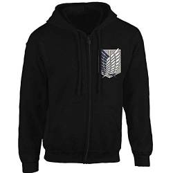 Angriff auf Titan Shingeki Kyojin Legion Scouting Cosplay Jacken Mantel Hoodies (schwarz,XXL) von KHTO