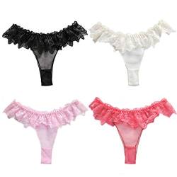 KHUFUZI 4 Farben Pack Frauen sexy Spitze Unterwäsche niedlichen atmungsaktiven Blumenhöschen Brief für Freundin von KHUFUZI