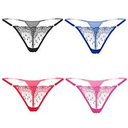 KHUFUZI Frauen sexy Unterwäsche Unterwäsche Spitze Tangas Höschen Niedliche G-Strings Kurzes Geschenk für Freundin (4 Farben Pack B) von KHUFUZI