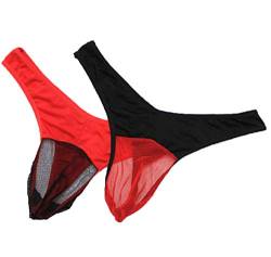 KHUFUZI Herren 2 Farben Pack Sexy G-Strings Tanga EIS Bund Unterwäsche Bikini Geschenk für Freund (2 Farben Pack) von KHUFUZI