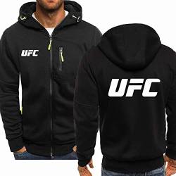 KHUYTRP Herren Dünne Hoodies Jacken Sweatshirt Für UFC Sport Tops Drucken Leichte Strickjacke Langarm Outwear Reißverschluss Trainingsjacke- Black||M von KHUYTRP