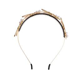 1 Stück Strass-Kopfschmuck, Strass-Stirnbänder, Metall-Haarband, Prinzessin-Hochzeits-Kopfschmuck, Metall-Braut-Stirnband, Braut-Kopfschmuck for Hochzeit, Blatt-Stirnband, Blatt-Perlen-Stirnband von KHYYHA