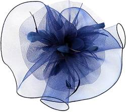 Damen-Fascinator, Federn-Teeparty-Hut, Schleier-Stirnband mit Haarspange, Blumen-Haarspange, Facinator, weiße Stirnbänder (Color : Onecolor, Size : One Size) von KHYYHA
