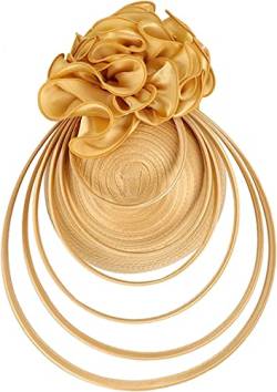 Damen-Fascinator, Federn-Teeparty-Hut, Schleier-Stirnband mit Haarspange, Flapper-Hut, 1920er-Jahre-Fascinator-Stirnbänder (Color : Khaki, Size : One Size) von KHYYHA