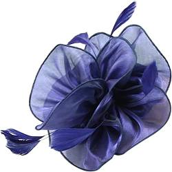 Fascinator-Hut for Frauen, Tea-Party-Stirnband, Derby-Hochzeit, Blumen-, rote Blumen-Haarspange, ausgefallene Hut-Stirnbänder (Color : Navy, Size : One Size) von KHYYHA