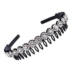 Haarband-Stirnband, Wellen-Party-Zubehör mit Strass-Kopfschmuck, Damen-Haarbänder, Haarwasch-Kopfwickel, Bling, rutschfest, for Kopfbedeckung, rutschfeste Kristall-weiße Blumen-Reifen (Color : Bianco von KHYYHA