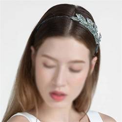 Handbestickter Blatt-Haarreifen for Frauen mit Perlen, gebunden, dünner Kopf, Haarnadel, Gesicht zeigen, kleiner Haarreifen (Color : E, Size : 150 * 130mm) von KHYYHA