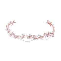 Hochzeits-Stirnband, Haarschmuck for Frauen, Damen-Stirnbänder, Haarband for Frauen, Braut-Haarschmuck, Haarband for Hochzeit, goldenes Roségold, Fräulein-Braut-Haarteile for die Hochzeit von KHYYHA