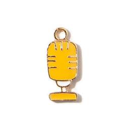 KHYYHA Emaille-Charms, 10 Stück, Mikrofonform, goldener Rand, Anhänger, Charms for Armband, Halskette, Schmuck, DIY-Zubehör, 15 x 5 mm – 1 Set (Color : C) von KHYYHA