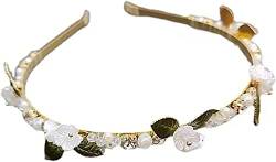 Kopfwickel Damen Stirnband Sen-Serie diamantbesetztes Kristallblumenblatt-Stirnband frisch und süß for Ausgehen Druck-Stirnband goldene Blume von KHYYHA