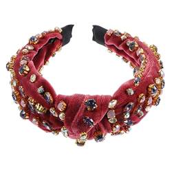 Kristall-Stirnband mit Kreuzknoten, Turban-Kopfschmuck, Perlen-Stirnbänder, Strass, breites Haarband, Hoop-Zubehör for Frauen und Mädchen von KHYYHA