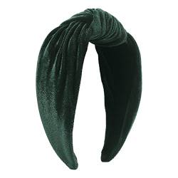 Modische Stirnbänder for Damen und Mädchen, Samt-Stirnband, breiter Knoten, Haarreifen for lässige Mode (Color : GN1, Size : One Size) von KHYYHA