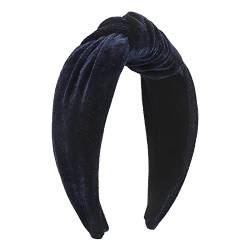 Modische Stirnbänder for Damen und Mädchen, Samt-Stirnband, breiter Knoten, Haarreifen for lässige Mode (Color : Nero, Size : One Size) von KHYYHA