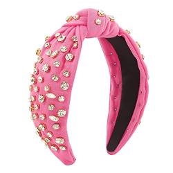 Perlen-Stirnband for Frauen, breites Stirnband mit Schleife, modische Haarreifen, Haar-Accessoires for Frauen und Mädchen (Color : CPink, Size : One Size) von KHYYHA