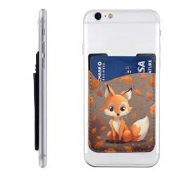 KHiry Fall Fox bedrucktes Leder-Telefon-Kartenhalter, Handy-Brieftasche, zum Aufkleben, Kreditkartenetui für Handyhülle, mit rutschfestem Futter, sichert bis zu 3 Karten, geeignet für die meisten von KHiry