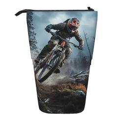 KHiry Mountainbike-Turnier-Federmäppchen, Stehender Stifthalter, Teleskop-Federmäppchen, Oxford-Stoff, Pop-Up-Make-up-Tasche für Büro, Mitte, Mountainbike-Turnier, Einheitsgröße, Taschen-Organizer von KHiry