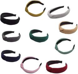 Haar Klammern 10 Stück Haarkrallen Haarspangen for Frauen Knoten Stirnband breit elastisch Modestücke 10 schlichtes Haarband Stirnbänder Haarspange for dünnes dickes lockiges Haar starker Halt Haarspa von KIANSLA