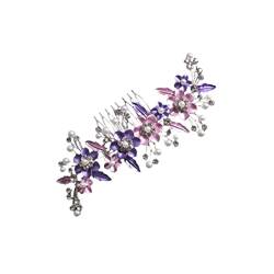 Haar Klammern 3 Clips for Frauen Pin und Party Seite Kopfbedeckungen Kristallform Brautschmuck Blumen Accessoires Haar Strass Handgemachte Diademe Elegante Bräute Brautjungfer Haarspange ( Color : Mau von KIANSLA