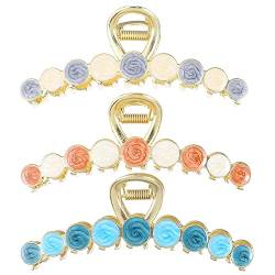 Haar Klammern 3 Stück Frauen Badeklemme Blume Haar Große Mädchen Halter Clips Zubehör Kiefer Exquisite Sommer Haarspangen Bananen Krallen Dekoration Mode Elegant for Clip Dusche Kopfschmuck Klaue von KIANSLA