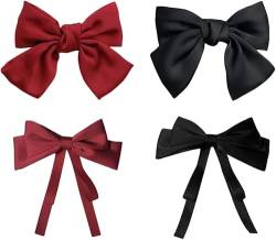 Haar Klammern 4 Stück Schleife Haarspangen Clip for Frauen große Schleife Haarspangen Clips französische Haarspange weich einfarbig Bowknot Haarnadel Zubehör von KIANSLA