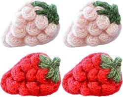 Haar Klammern 4pcs Mädchen for rosa Frauen flauschige Clips Geschenke Haarspange Erdbeer Haarnadeln rot Kinder und schöne Accessoires Strickhaare Winter Obst Haarspangen Kinder Dekorationen Mädchen von KIANSLA