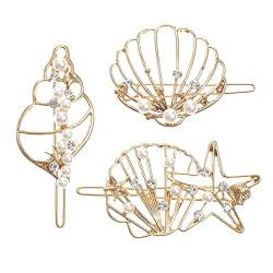 Haar Klammern 9 Stück mit Golden for Kopfschmuck Star Party Favors Hohl Sea Out Clip Damen Haarspangen Damen Mädchen Haarnadel Zubehör Muschel Legierung Clips Meerjungfrau Haarnadeln Metallperlen ( Co von KIANSLA