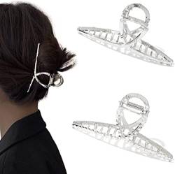 Haar Klammern Hair Claws 2Pcs Hair Claw Clips Silber Metall Haarspangen Haarschmuck for Frauen und Mädchen von KIANSLA