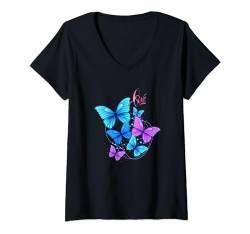 Damen Liebe Schmetterling T-Shirt mit V-Ausschnitt von KICHTA