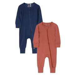 KIDS TALES Baby Bambus Viskose Reißverschluss Strampler PJS 2er-Pack Säugling Langarm Pullover Jammies Kleinkind Füße Bodys Pyjama von KIDS TALES