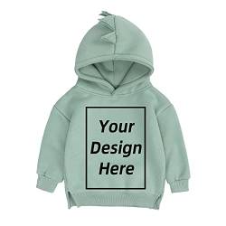 KIDS TALES Baby Boys Girls Custom personalisierte Kapuzensweatshirts Fügen Sie Ihr eigenes Textbild-Design hinzu Dinosaurier-Hoodies anpassen von KIDS TALES