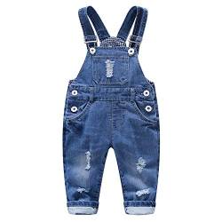 KIDSCOOL SPACE Baby Boy Girl Jean Overalls,Kleinkind zerrissene Denim süße Arbeitskleidung,Blau,4-5 Jahre von KIDSCOOL SPACE