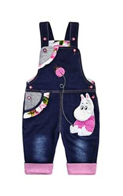 KIDSCOOL SPACE Baby Denim Overall, Little Girl Cute Cartoon Hippo Jean Latzhose,Blau, 18-24 Monate von KIDSCOOL SPACE